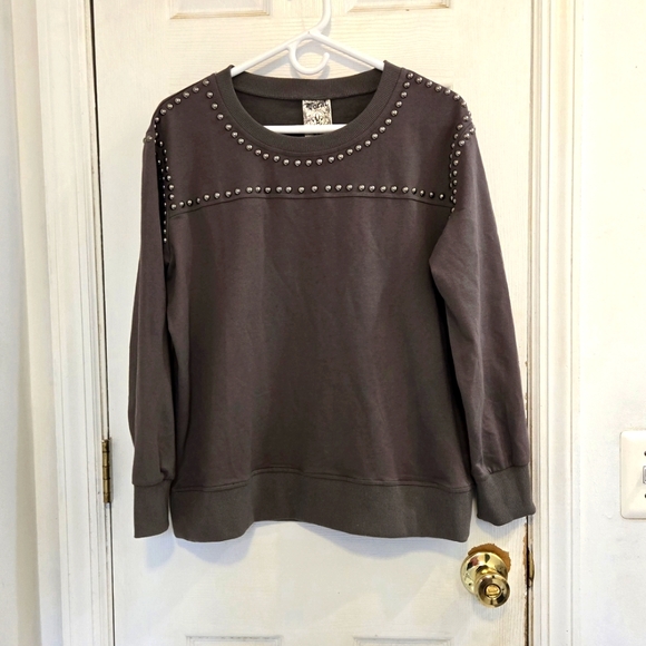 VOCAL Gray Top With Silver Grommets Med - Picture 1 of 8